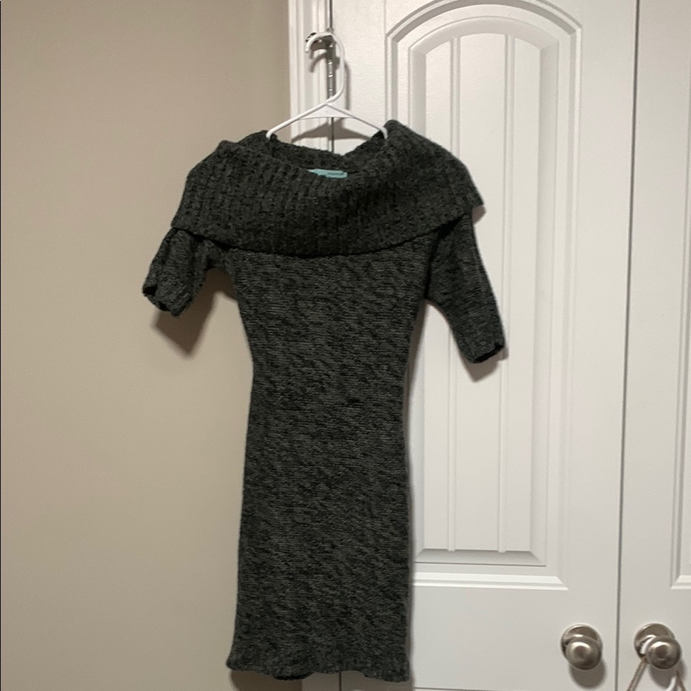 Gray Knit Off-Shoulder Dress